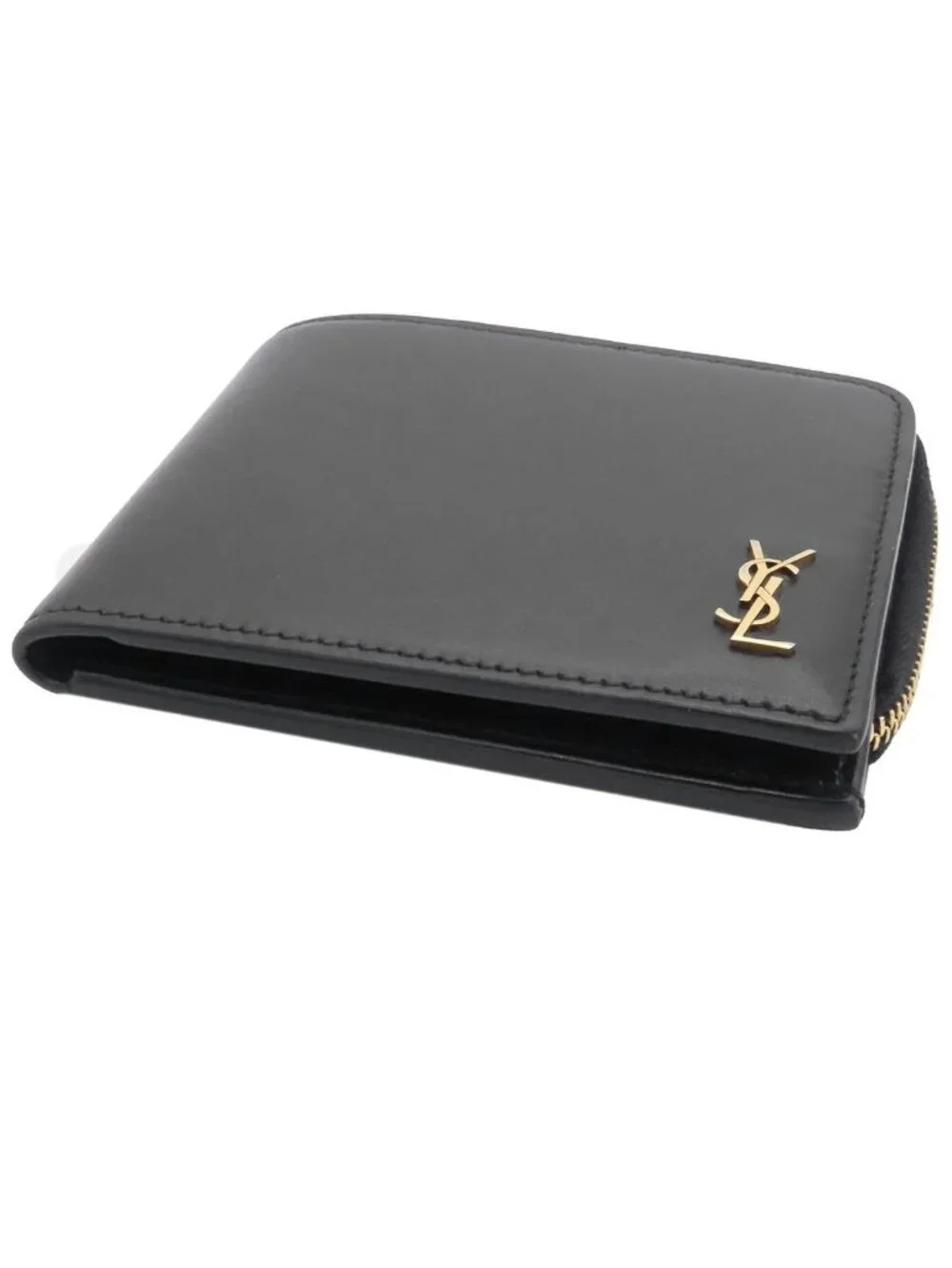Saint Laurent Tiny Monogram Compact Wallet Black Leather Cassandra Bifold